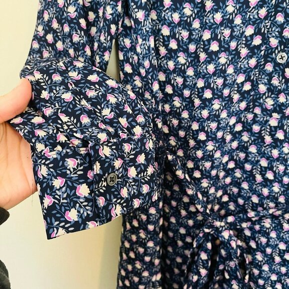 Gap Drapey Blue Floral Shirt Mini Dress SZ XS - Picture 7 of 12